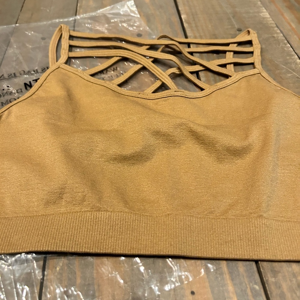 Zenana Outfitters Criss Cross Front Coffee Brown Unlined Women’s Bra Size L/XL - Picture 4 of 4